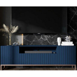 Heze Furniture Elpis Glamour Tv Sideboard 168Cm Push-To-Open Cabinet - Navy Matt / Copper Frame - thumbnail 5