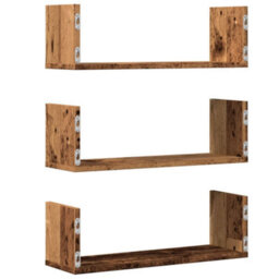 Walplus Wall Shelves 3 Pcs Old Wood 58X18X18 Cm Engineered Wood - thumbnail 6