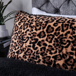 OHS Leopard Sherpa Fleece Reversible Duvet Cover Set With Pillowcase - thumbnail 3