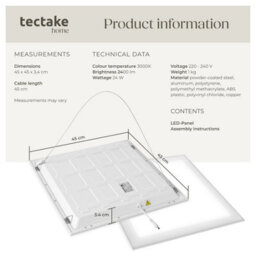 Charnwood Led Panel Light Lucerna - Warm White, Ultra-Slim, Ceiling And Wall Mounting 45 X 45 Cm -White - thumbnail 6