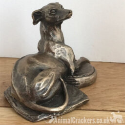Animal Crackers Whippet Dog Figurine In Solid Cold Cast Bronze Designed By Harriet Glen - thumbnail 4