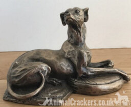 Animal Crackers Whippet Dog Figurine In Solid Cold Cast Bronze Designed By Harriet Glen - thumbnail 5