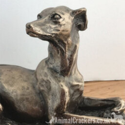 Animal Crackers Whippet Dog Figurine In Solid Cold Cast Bronze Designed By Harriet Glen - thumbnail 2