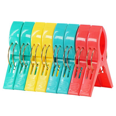 Geezy Towel Clips Colourful Pegs For Beach Laundry Clothes Lounger Clamps 8Pcs - image 1