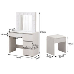 Levede Dressing Table Vanity Set Stool Makeup Leds Mirror Jewellery Organizer - thumbnail 4