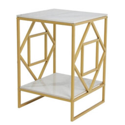 White & Gold Modern Marble Coffee Table  Side Table - thumbnail 1