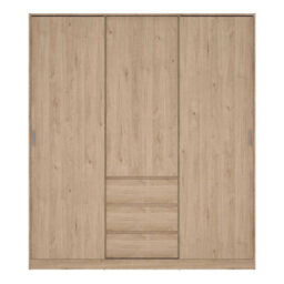 Wyld Haus Budapest 3-Door Sliding Wardrobe In Natural Oak Effect With 3 Drawers - thumbnail 4