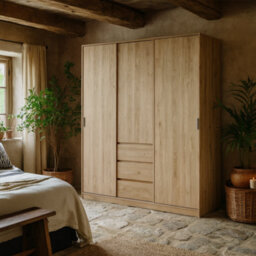 Wyld Haus Budapest 3-Door Sliding Wardrobe In Natural Oak Effect With 3 Drawers