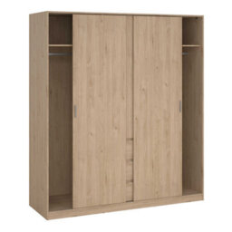 Wyld Haus Budapest 3-Door Sliding Wardrobe In Natural Oak Effect With 3 Drawers - thumbnail 6