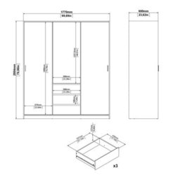 Wyld Haus Budapest 3-Door Sliding Wardrobe In Natural Oak Effect With 3 Drawers - thumbnail 9