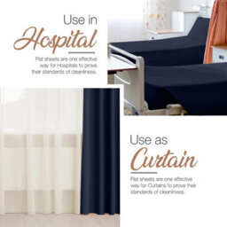 Aspire Homeware 100% Egyptian Cotton Flat Sheet Deep Coverage Ultracool Flat Bedding Navy Sheet Double, (L)275Cmx(W)225Cm - thumbnail 3