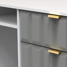 Cube Ready Assembled Matt Grey & White Media Unit With 2 Shelves & 3 Drawers, (H)97Cm X (W)74Cm X (D)39.5Cm - thumbnail 4
