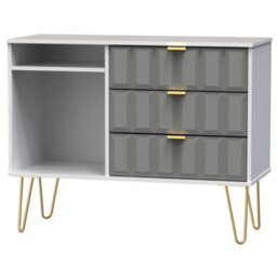 Cube Ready Assembled Matt Grey & White Media Unit With 2 Shelves & 3 Drawers, (H)97Cm X (W)74Cm X (D)39.5Cm - thumbnail 1