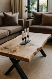 L120Xw60Xh45 Rita Straight Edge Solid Wood Coffee Table With Metal X Legs - thumbnail 3