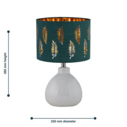 First Choice Lighting Tuscan White Ceramic Lamp With Dark Green Fern Shade - thumbnail 7
