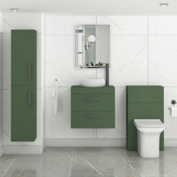 Royal Bathrooms Turin 500mm Wall Mounted Bathroom Vanity Unit With Sink 2 Drawer Matt Green & Milan Countertop Basin - thumbnail 3
