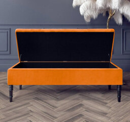 Safar Plain 150Cm Ottoman Storage Bench - Plush Velvet Shoe Bench - Burnt Orange Upholstery Footstool With Storage - thumbnail 2