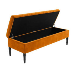 Safar Plain 150Cm Ottoman Storage Bench - Plush Velvet Shoe Bench - Burnt Orange Upholstery Footstool With Storage - thumbnail 5