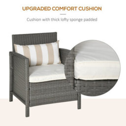 Wyld Haus Reha Rattan Light Grey 3-Piece Garden Bistro Set - 2 Cushioned Armchairs And 2-Tier Tempered Glass Table - thumbnail 6