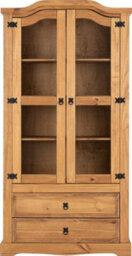 Seconique Corona 2 Door 2 Drawer Glass Display Unit Distressed Waxed Pine  Glass - thumbnail 3