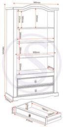 Seconique Corona 2 Door 2 Drawer Glass Display Unit Distressed Waxed Pine  Glass - thumbnail 5