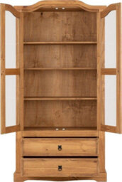 Seconique Corona 2 Door 2 Drawer Glass Display Unit Distressed Waxed Pine  Glass - thumbnail 4