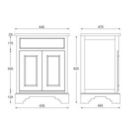 Homestylestore Black Grey And Oak 645mm Bathroom Vanity Unit With Round Countertop Basin And Brushed Copper T Bar Handles - thumbnail 4