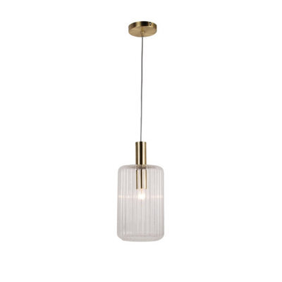 First Choice Lighting Walpole - Fluted Glass Ceiling Pendant Fitting With Bronze Details - image 1