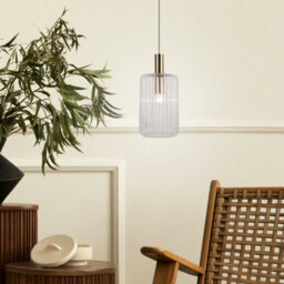 First Choice Lighting Walpole - Fluted Glass Ceiling Pendant Fitting With Bronze Details - thumbnail 2