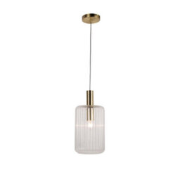 First Choice Lighting Walpole - Fluted Glass Ceiling Pendant Fitting With Bronze Details