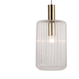 First Choice Lighting Walpole - Fluted Glass Ceiling Pendant Fitting With Bronze Details - thumbnail 4