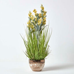 Homescapes Artificial Yellow Handcrafted Lavender Plant In Decorative Metallic Ceramic Pot, 66 Cm - thumbnail 5