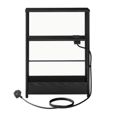 Ledrem Side Table With Charging Station, 3-Tier Narrow End Table, Magazine Rack, For Living Room, Bedroom, Study, Black - image 1
