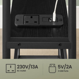 Ledrem Side Table With Charging Station, 3-Tier Narrow End Table, Magazine Rack, For Living Room, Bedroom, Study, Black - thumbnail 6