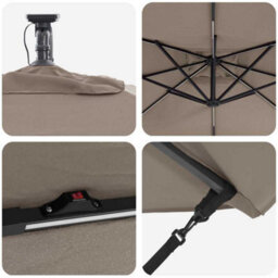 Berkfield Cantilever Banana Parasol Taupe 249 X 249 X 250 Cm - thumbnail 8