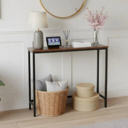 Single-Tier Narrow Console Side Table Hallway Entryway Table Metal Frame - thumbnail 5