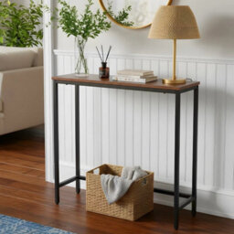 Single-Tier Narrow Console Side Table Hallway Entryway Table Metal Frame - thumbnail 6