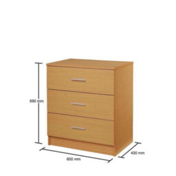 3 Drawer Chest Of Drawers In Beech Chest For Bedroom - thumbnail 2
