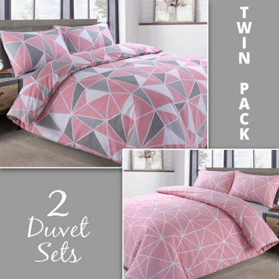 Velosso Premium Cotton Blend Duvet Cover & Pillowcase Set In Contemporary Styles, Trendy Abstract Pattern Bedroom Essentials - Pink