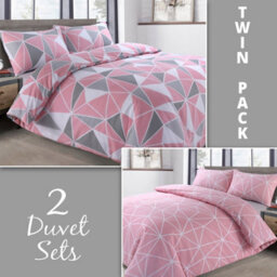 Velosso Premium Cotton Blend Duvet Cover & Pillowcase Set In Contemporary Styles, Trendy Abstract Pattern Bedroom Essentials - Pink
