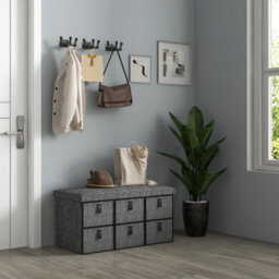 Homcom Shoe Bench With Seat, Shoe Storage Bench With Fabric Drawers Dark Grey - thumbnail 7