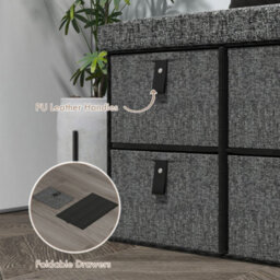 Homcom Shoe Bench With Seat, Shoe Storage Bench With Fabric Drawers Dark Grey - thumbnail 6