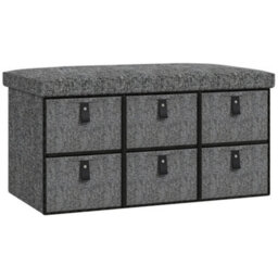 Homcom Shoe Bench With Seat, Shoe Storage Bench With Fabric Drawers Dark Grey - thumbnail 2