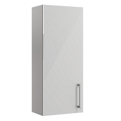 Ennis Gloss Light Grey Bathroom Single Wall Cabinet (H)72Cm (W)29.5Cm - image 1