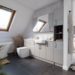 Ennis Gloss Light Grey Bathroom Single Wall Cabinet (H)72Cm (W)29.5Cm - thumbnail 2
