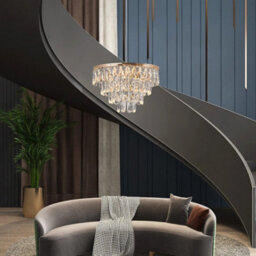 Crystal Pendant Light Gold Led Chandelier 40W 3 Color Lights - thumbnail 5
