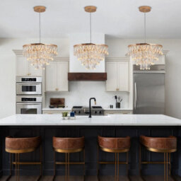 Crystal Pendant Light Gold Led Chandelier 40W 3 Color Lights - thumbnail 6