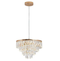 Crystal Pendant Light Gold Led Chandelier 40W 3 Color Lights