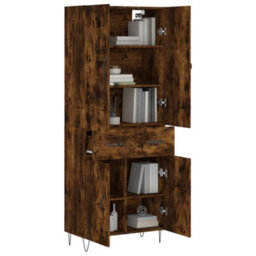 Berkfield Highboard Smoked Oak 69.5X34X180 Cm Engineered Wood - thumbnail 3