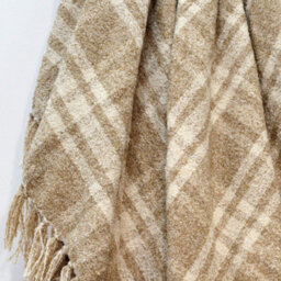 Allure Bath Fashions Chenille Checked Tartan Throw Blanket - Large, Natural - thumbnail 2